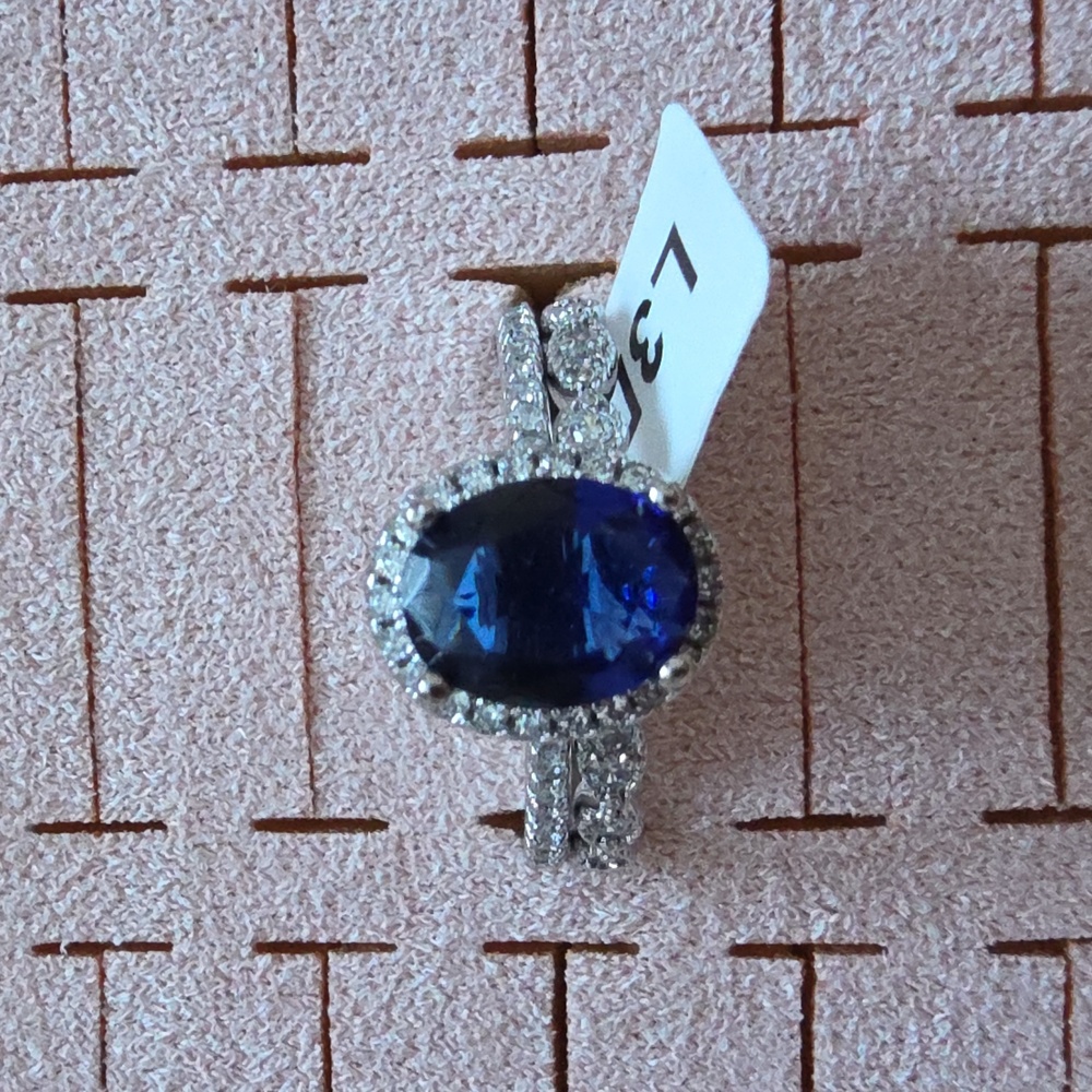 Charmed Aroma Blue Sapphire Silver Ring Set Size 8